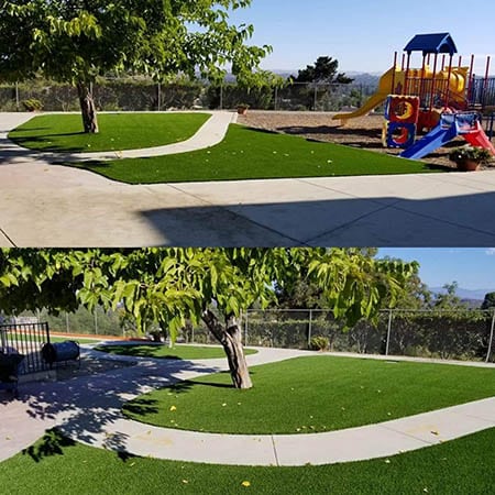Artificial turf playground installation